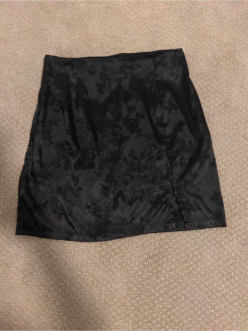 Textured Black Floral Mini Skirt